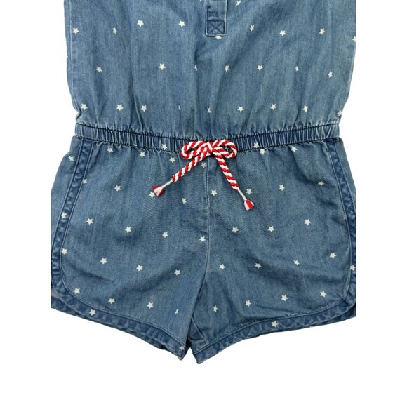 Cat & Jack Girls 4T Blue Romper With Stars 100% Cotton Sleeveless 4 july Style - Picture 9 of 11